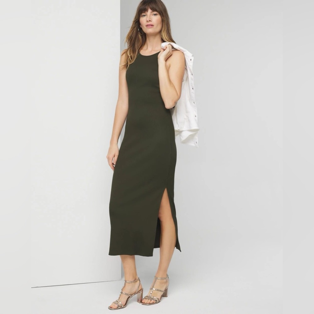 Bec + Bridge linen blend dark green cut out ribbed maxi bodycon dress